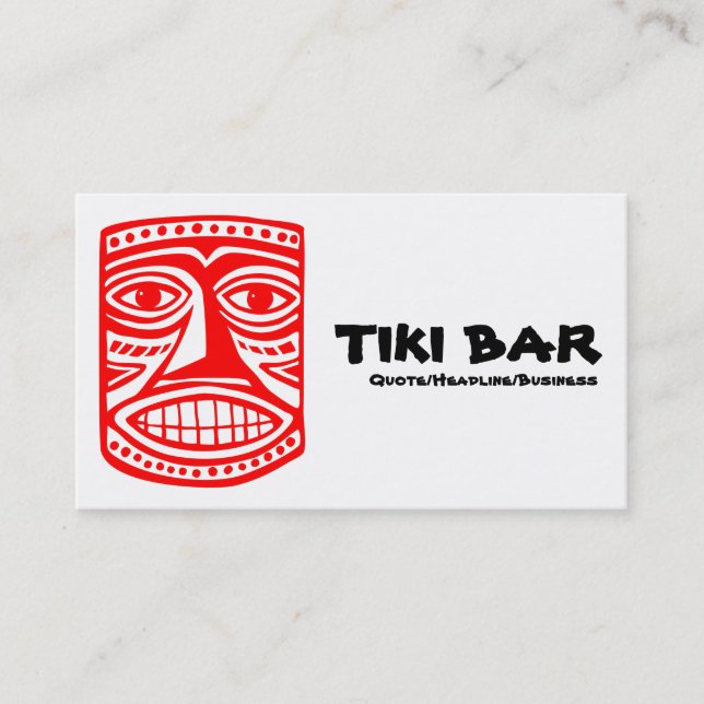 Tiki Bar - Red, Black & White Business Card (Front)