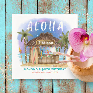 Tiki Beach Bar Tropical Moon Stars Birthday Napkin