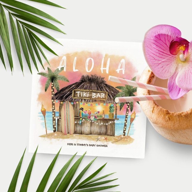 Tiki Beach Bar Tropical Surf & Sea Baby Shower Napkin (Creator Uploaded)