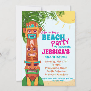 Tiki Beach Party Graduation Invitation