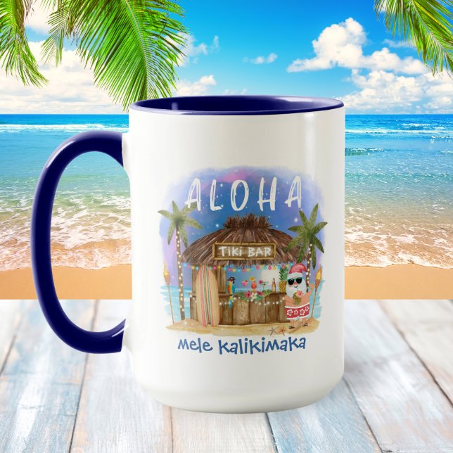 Tiki Beach Santa Mele Kalikimaka Christmas  Mug (Creator Uploaded)