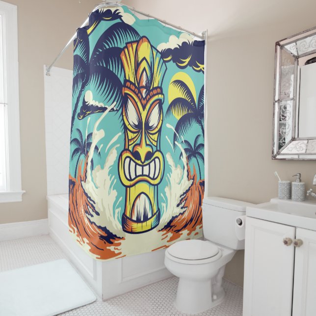 Tiki Beach Shower Curtain (In Situ)