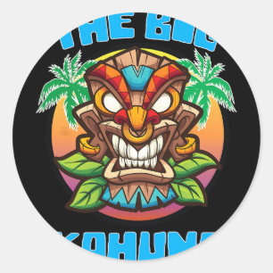 Tiki Big Kahuna Funny Hawaiian Fathers Day Vacatio Classic Round Sticker