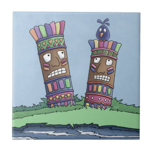 Tiki Bird Plum Ceramic Tile