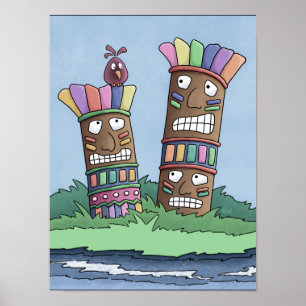Tiki Bird Rosebud Poster