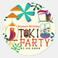 Tiki Birds Birthday Party Vintage Luau Favour