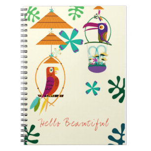 Tiki Birds Vintage Retro Art Personalised Custom Notebook