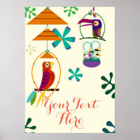 Tiki Birds Vintage Retro Personalised Banner