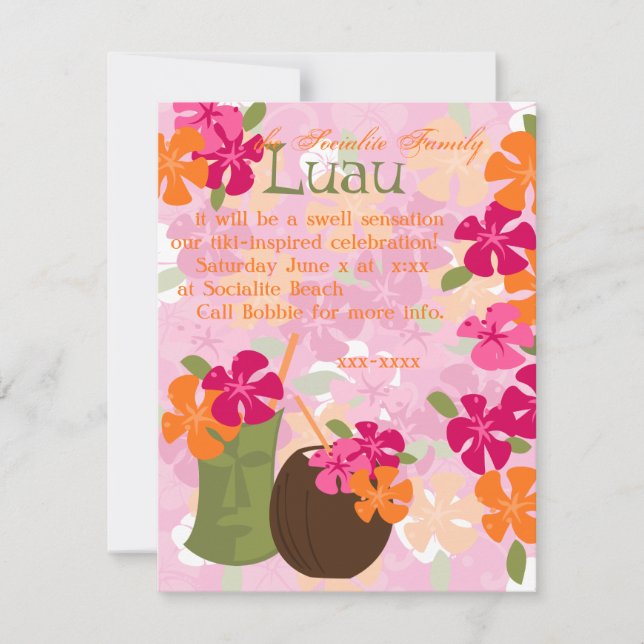 Tiki Blossoms Invitation (Front)