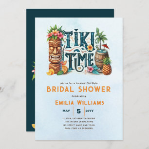 TIKI BRIDAL SHOWER Tropical Luau Hawaiian Party Invitation
