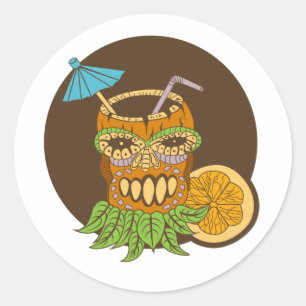 Tiki Cocktail, Funny Classic Round Sticker