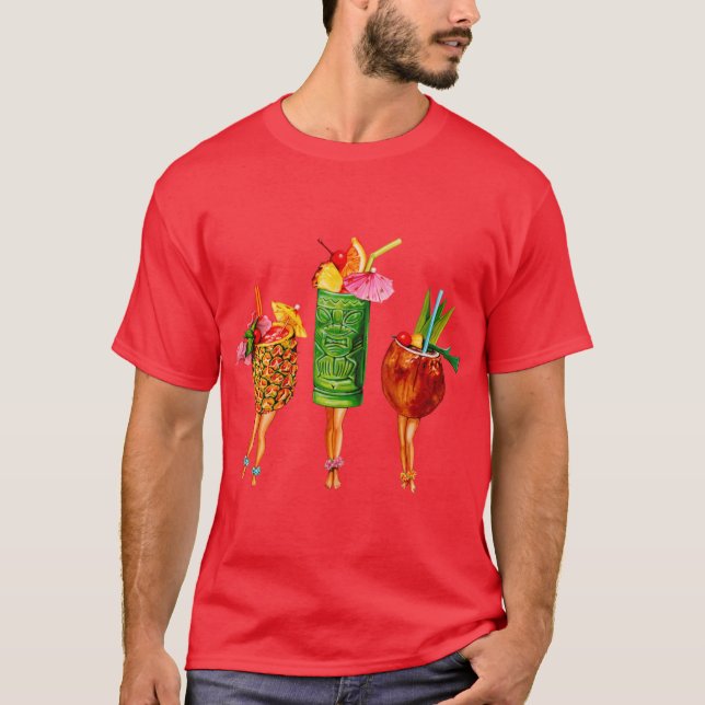 Tiki Cocktail PinUps boy T-Shirt (Front)
