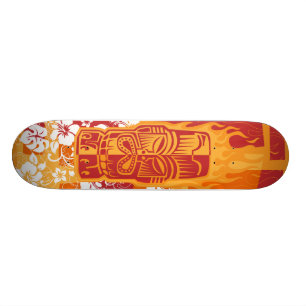 Tiki deck with flames skateboard