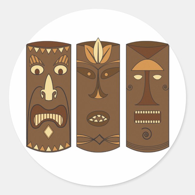 Tiki God & Goddess Classic Round Sticker (Front)