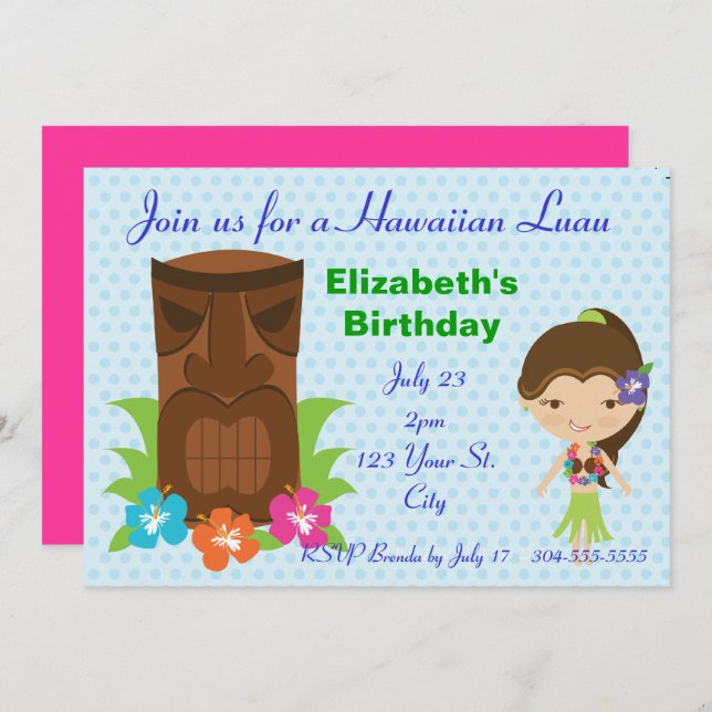 Tiki God Luau Party Invitation (Front/Back)