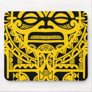 Tiki god tattoo design polynesian face tribal mouse mat