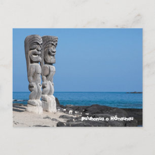 Tiki Greetings, Place of Refuge, Big Island Hawaii Postcard