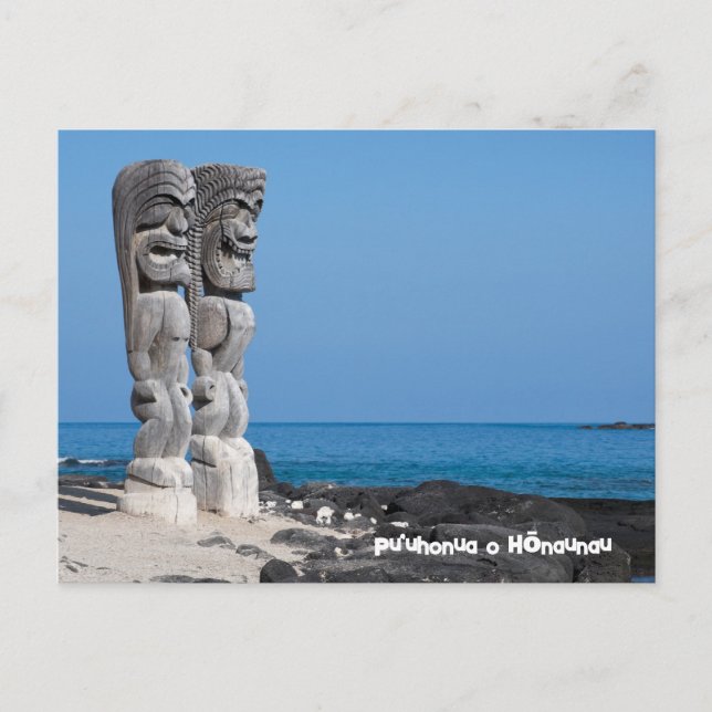 Tiki Greetings, Place of Refuge, Big Island Hawaii Postcard (Front)