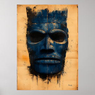 Tiki Guardian Mask – Polynesian Spiritual Symbol Poster