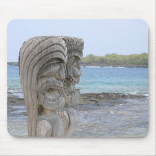 Tiki Guardians in Kona, Hawaii - Mousepad