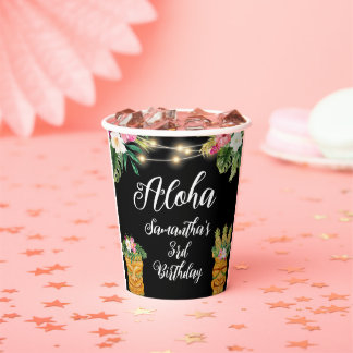 Tiki Hawaiian Aloha Tropical Birthday Luau Party Paper Cups