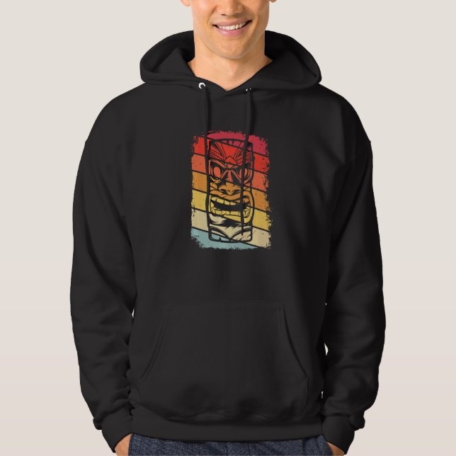 Tiki Hawaiian Polynesian Totem Mask Vintage Hoodie (Front)
