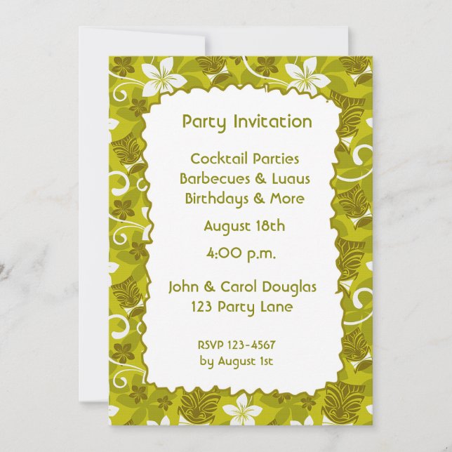 Tiki Hibiscus Invitation (Front)