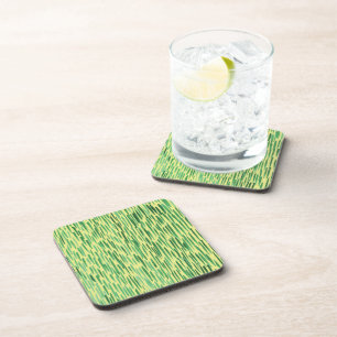 Tiki Hut Bamboo Pattern Jungle Vibe Green Stripes Coaster