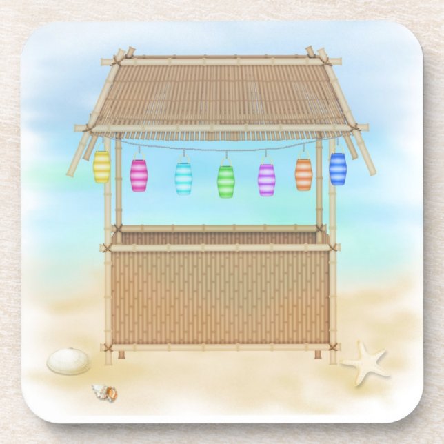 Tiki Hut Cork Coaster Set (Front)