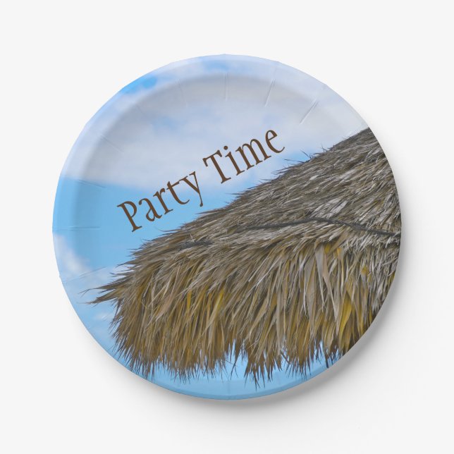 Tiki Hut Hawaiian Luau Party Paper Plate (Front)