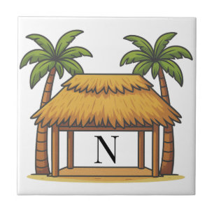 Tiki Hut Mongram Personalised Tile