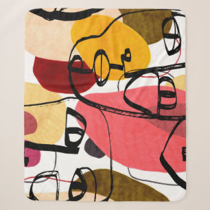 Tiki Idols Palm: Vintage Design Sherpa Blanket