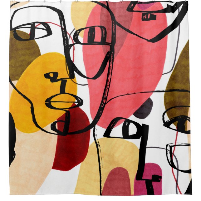 Tiki Idols Palm: Vintage Design Shower Curtain (Front)