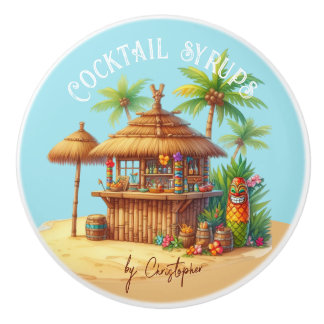 Tiki inspired Summer theme custom text Ceramic Knob