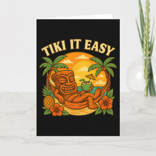 Tiki It Easy Funny Hawaiian Shirt Retro Luau Vacat Card