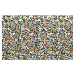 Tiki Jungle Mid Century Modern Illustration Fabric