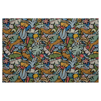 Tiki Jungle Mid Century Modern Illustration Fabric