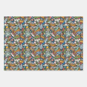 Tiki Jungle Wrapping Paper Flat Sheet Set of 3