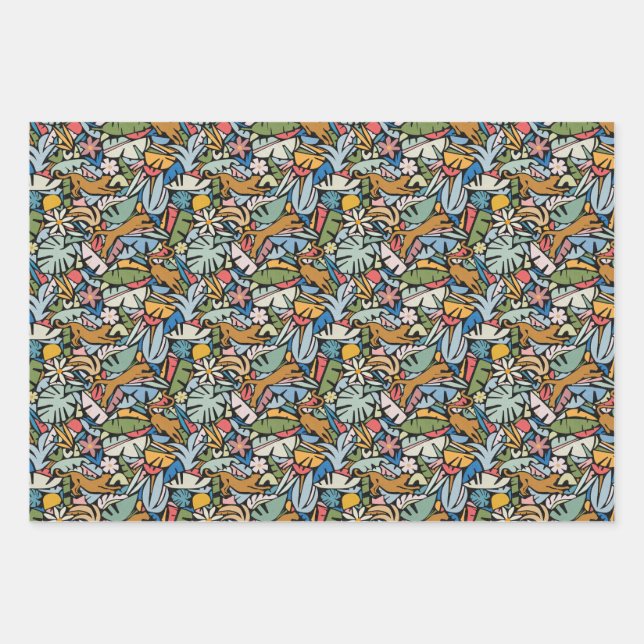 Tiki Jungle Wrapping Paper Flat Sheet Set of 3 (Front)