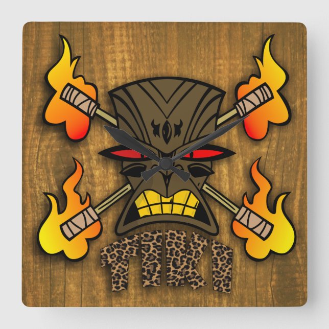 Tiki Kustom Square Wall Clock (Front)