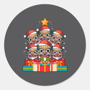 Tiki Le Luau Hawaiian Tiki Mask Christmas Tree Xma Classic Round Sticker