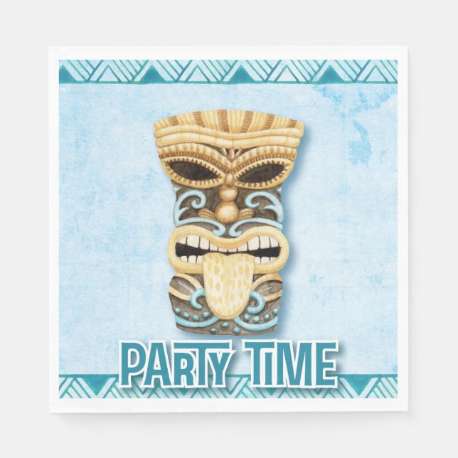 Tiki Luau Hawaiian Beach Party Napkin (Front)
