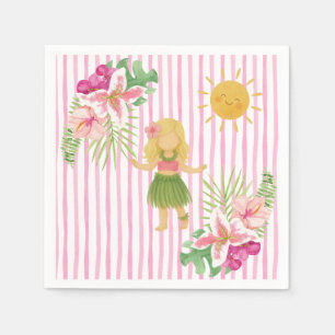 Tiki Luau Party, Hawaii Birthday, Hula Girl  Napkin