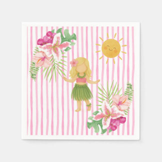 Tiki Luau Party, Hawaii Birthday, Hula Girl Napkin