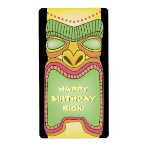 Tiki Luau Summer Tropical Birthday Stickers Labels