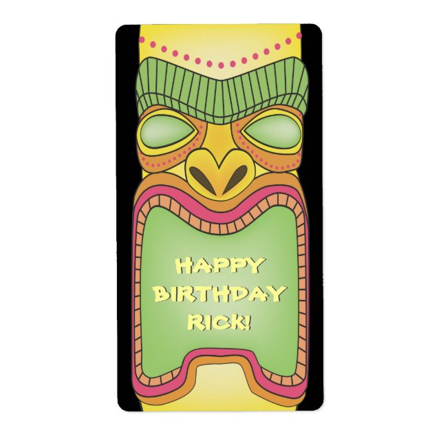 Tiki Luau Summer Tropical Birthday Stickers Labels (Front)