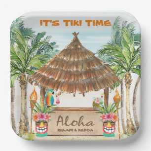 Tiki Luau   Tropical Beach Island Surf Paper Plate