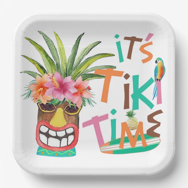 Tiki Luau | Tropical Beach  Paper Plate (Front)