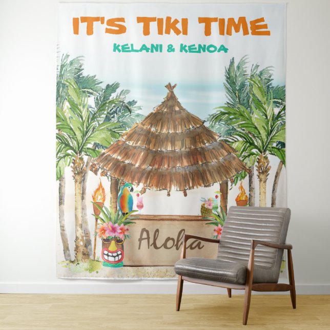 Tiki Luau | Tropical Beach Tiki Bar  Tapestry (In Situ)