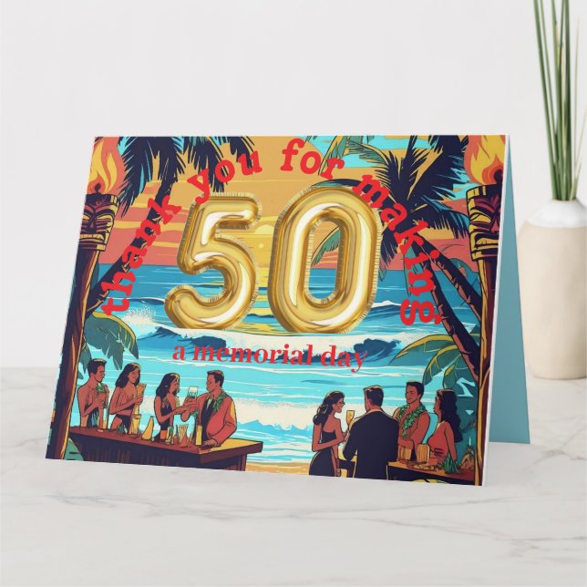 tiki luau tropical island beach  thank you card (Front)
